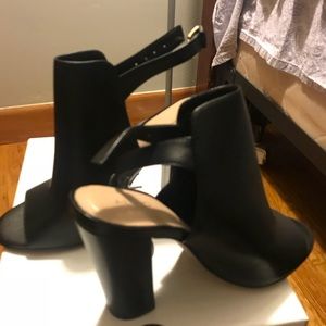 Black open toed Aldo booties